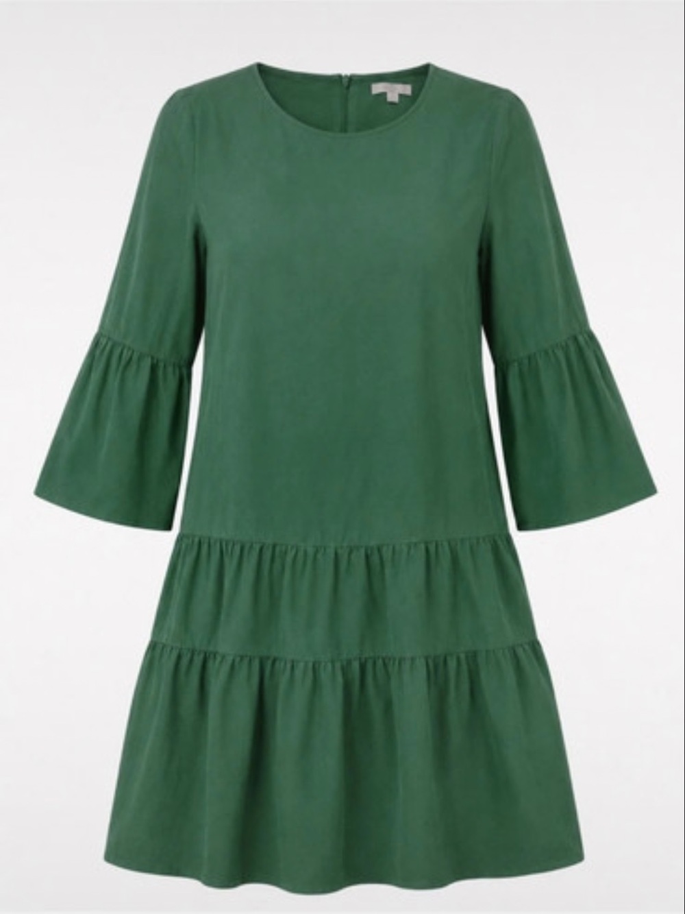 COS Green Tiered Babydoll Dress Bell Sleeve Pockets Size 4